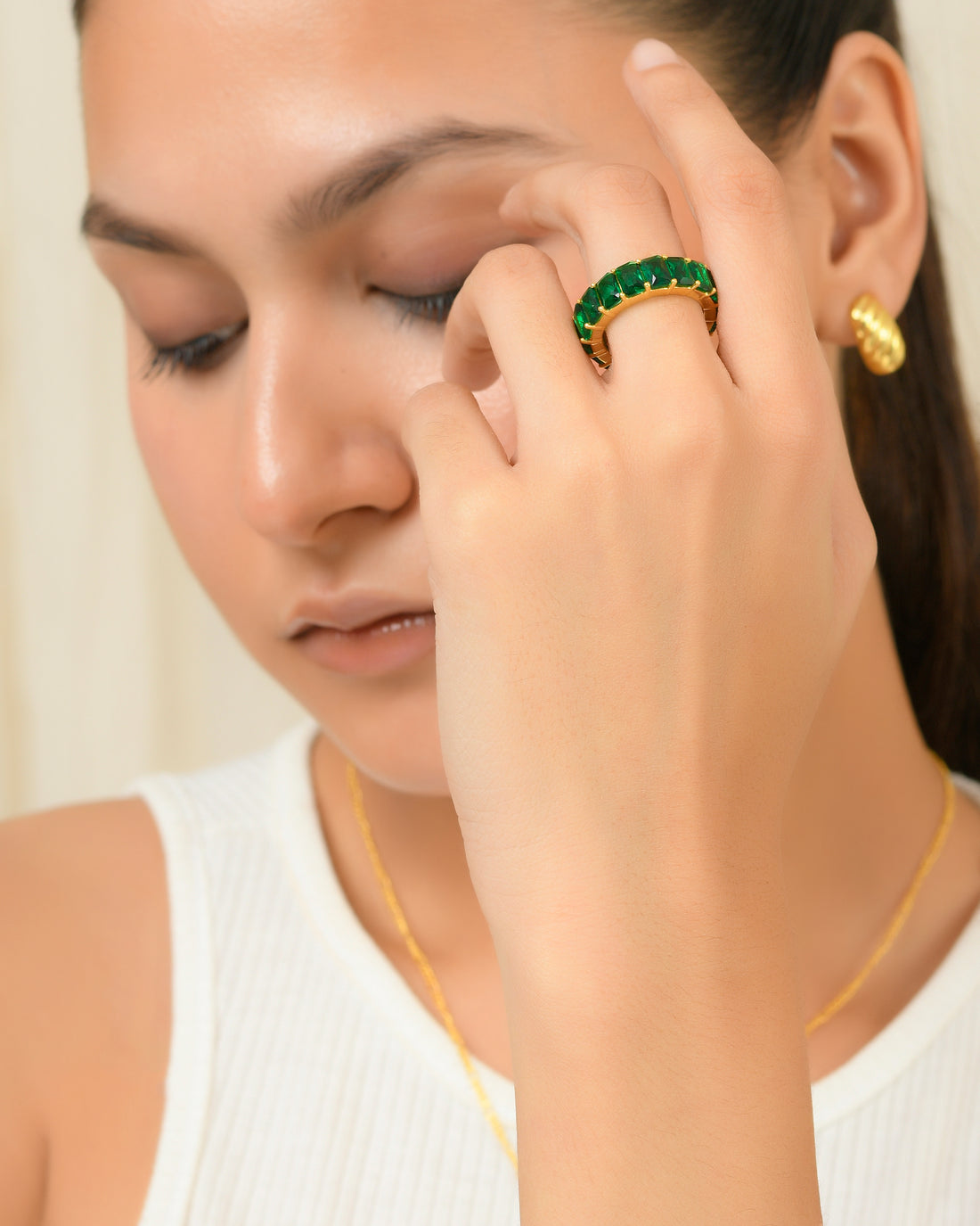 Emerald Zirconia Eternity Ring