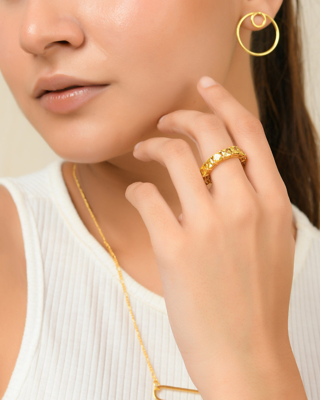 Yellow Sapphire Zirconia Eternity Ring