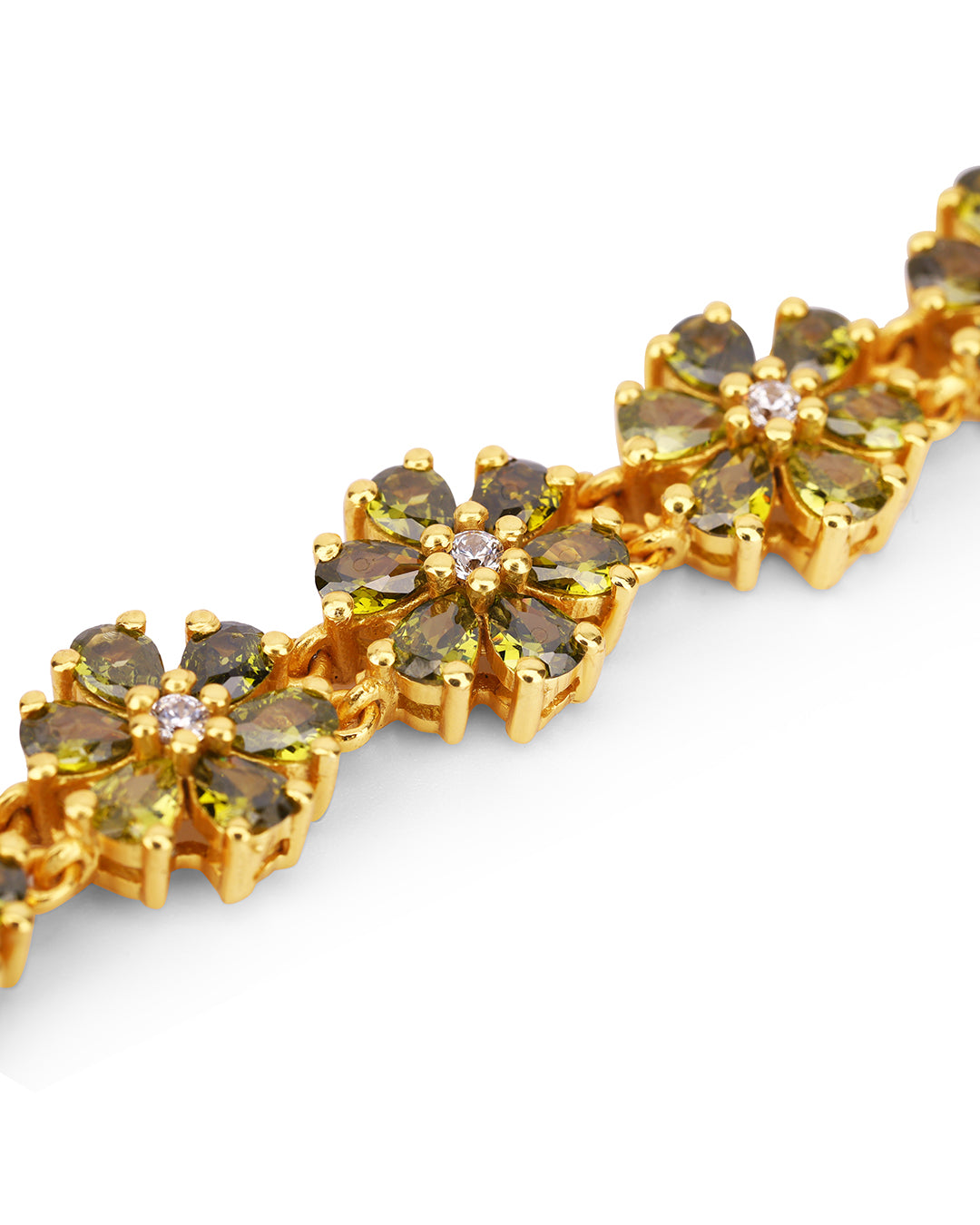 Floral Demantoid Garnet Zirconia Bracelet