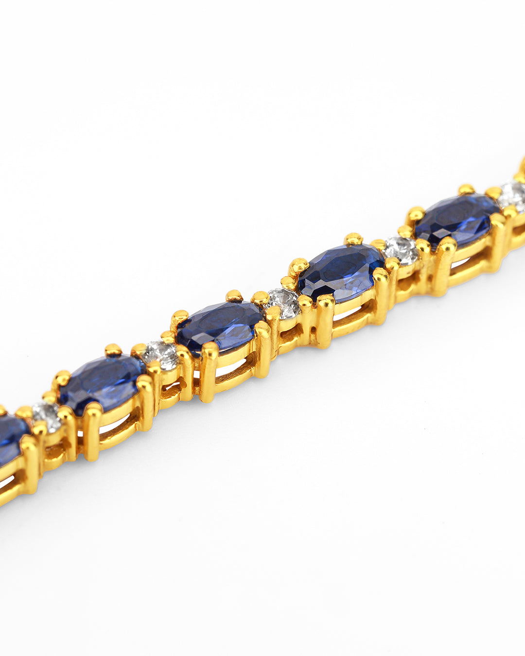 Blue Sapphire Zirconia Bracelet with White Accents