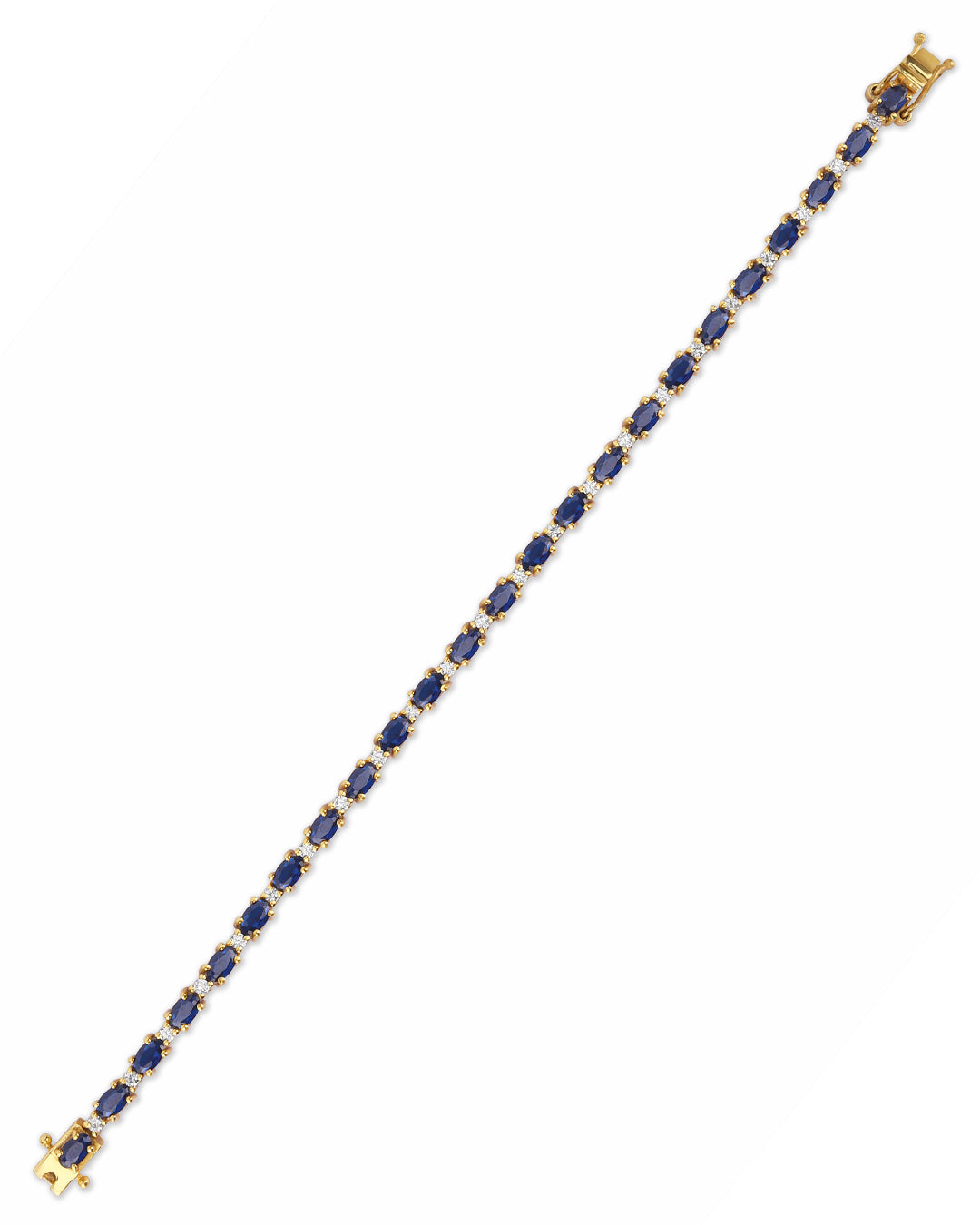 Blue Sapphire Zirconia Bracelet with White Accents