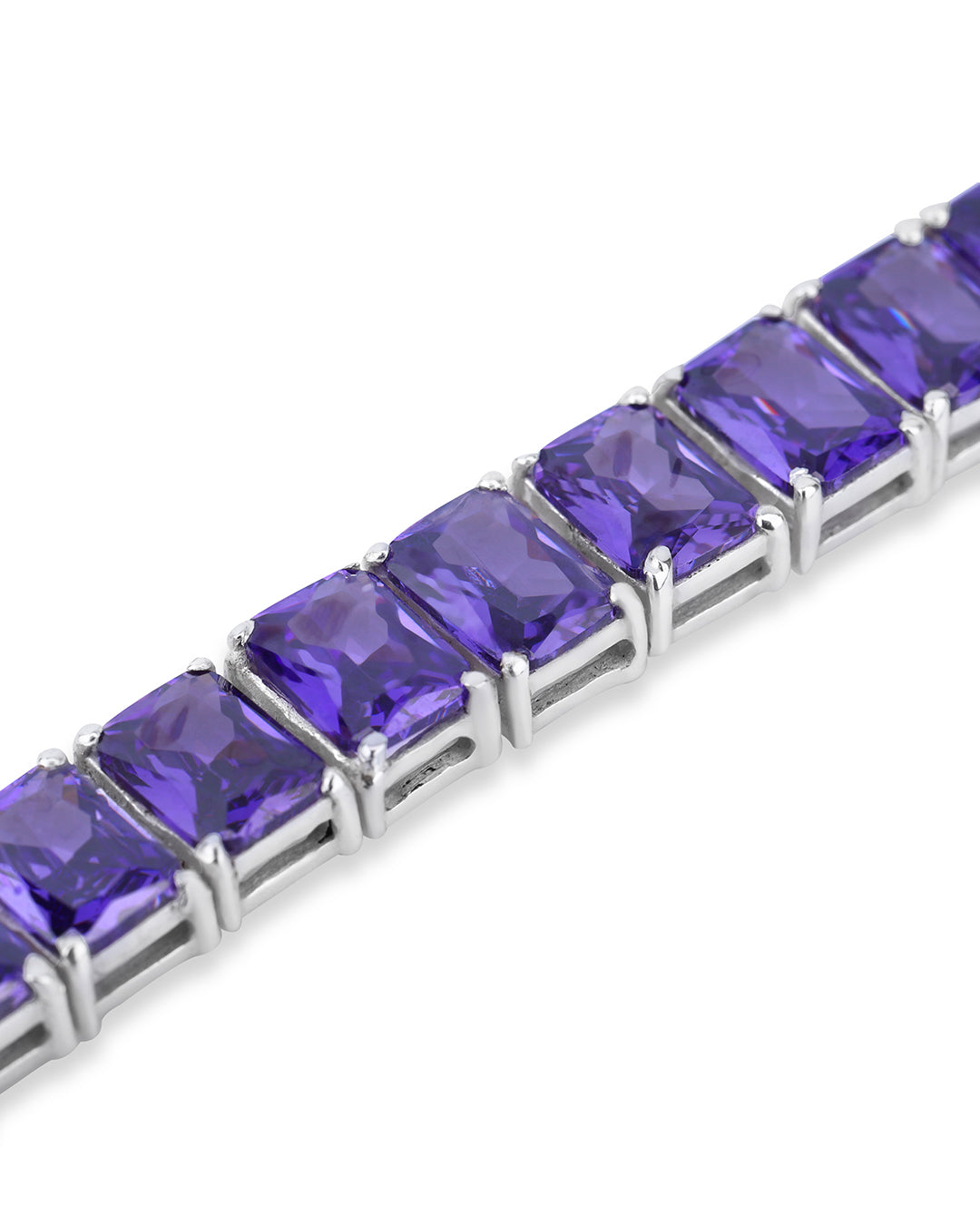 Emerald Shaped Amethyst Zirconia Tennis Bracelet