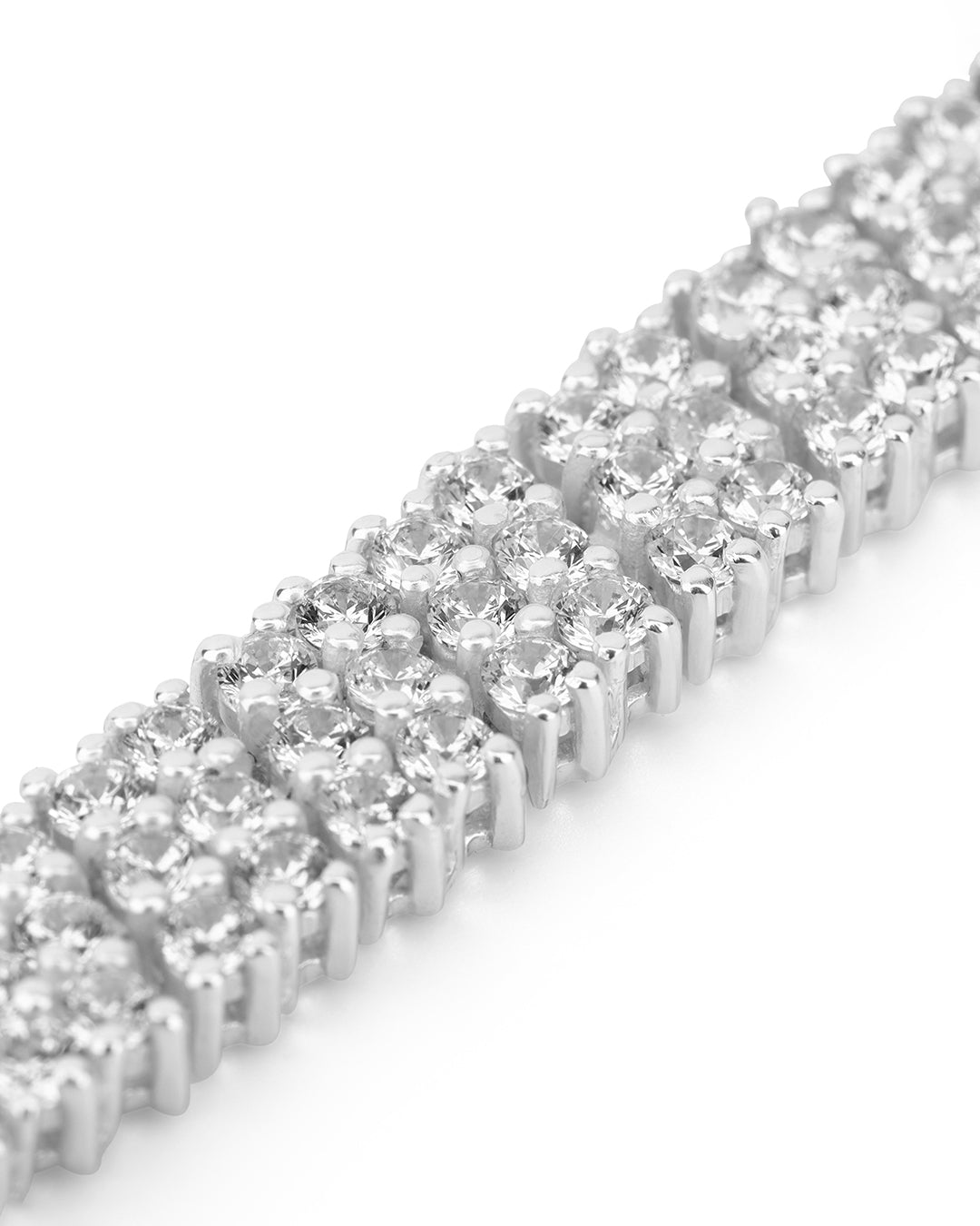 Three Lane Minimal White Zirconia Bracelet
