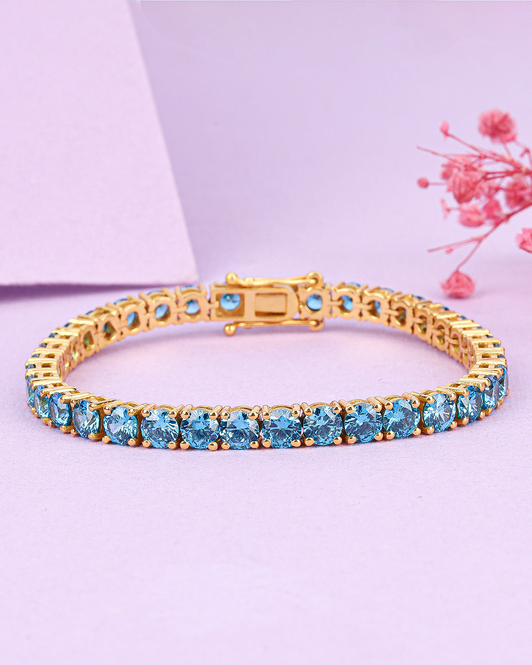Cocktail Blue Round Zirconia Tennis Bracelet