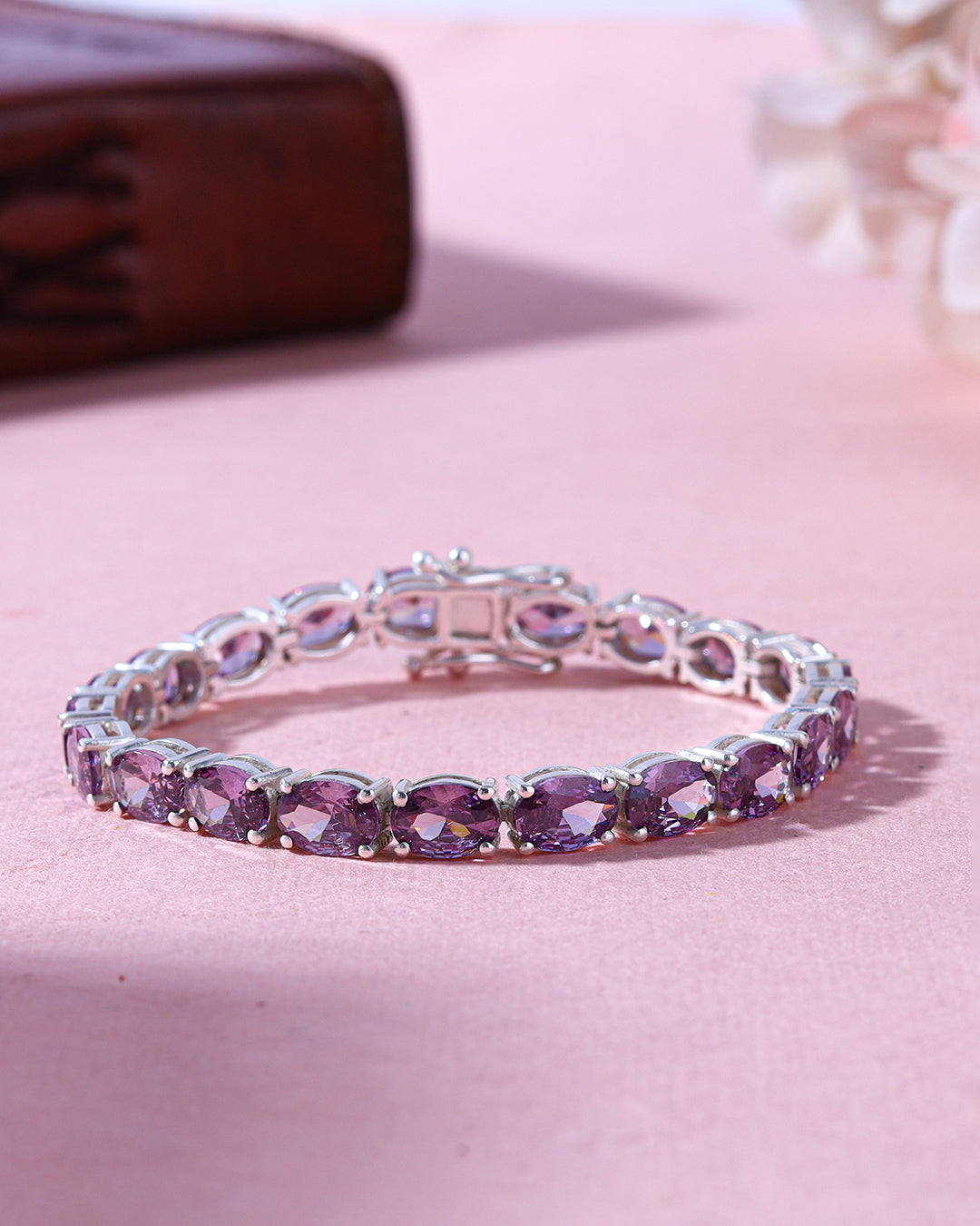 Amethyst Oval Zirconia Tennis Bracelet