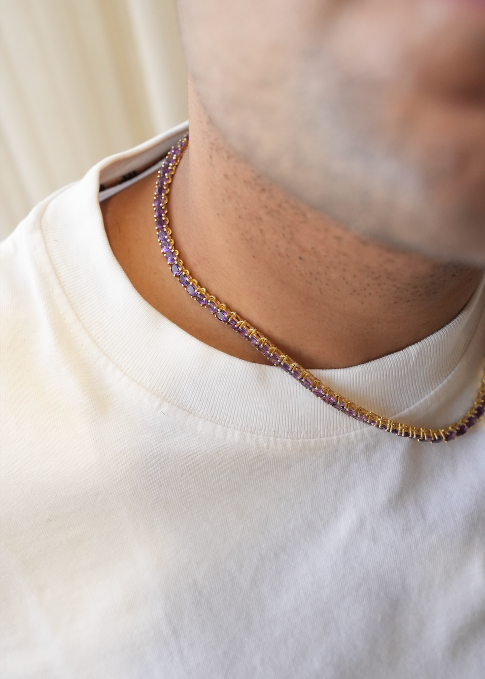 Amethyst Bold Single Line Necklace