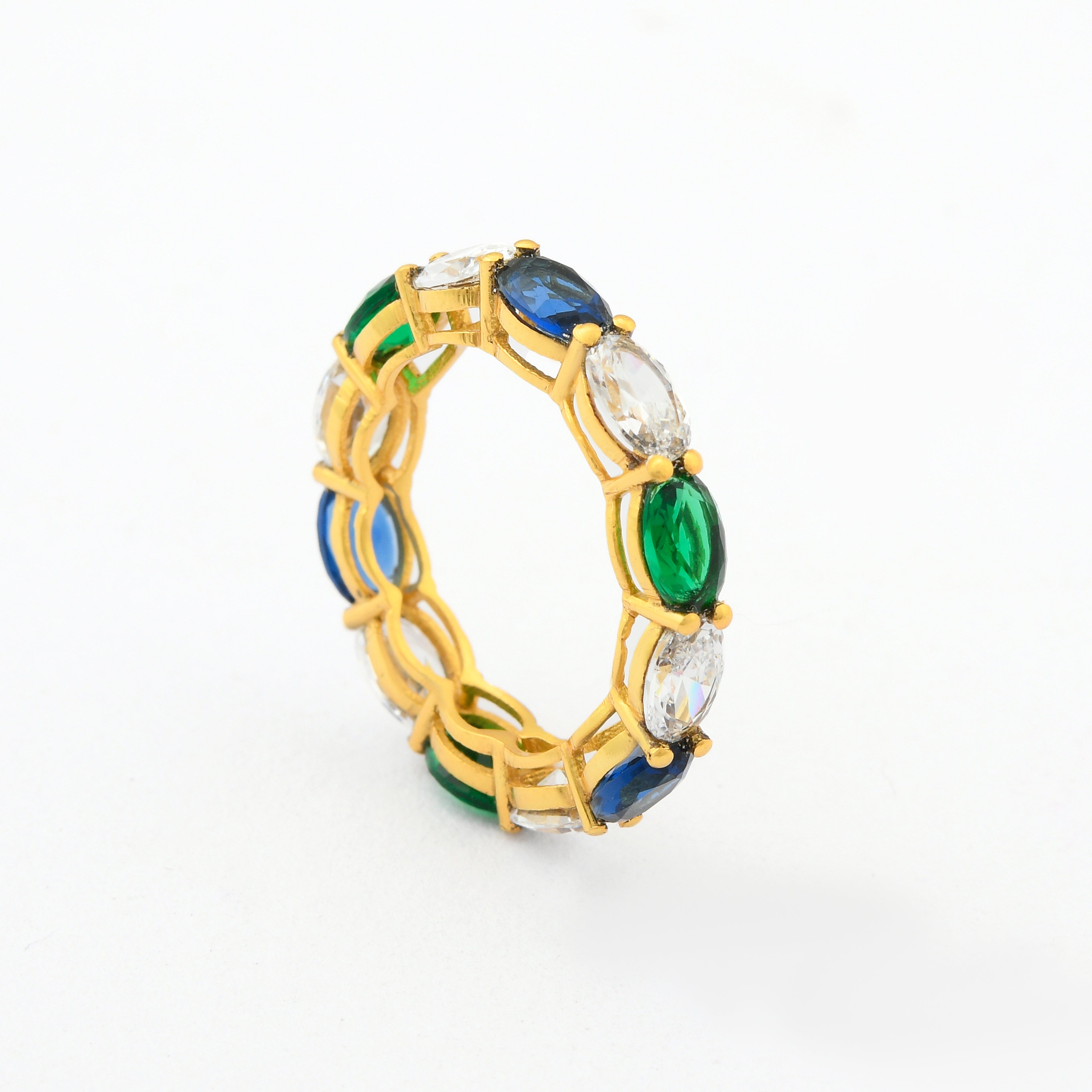 Three Tone Rainbow Eternity Ring