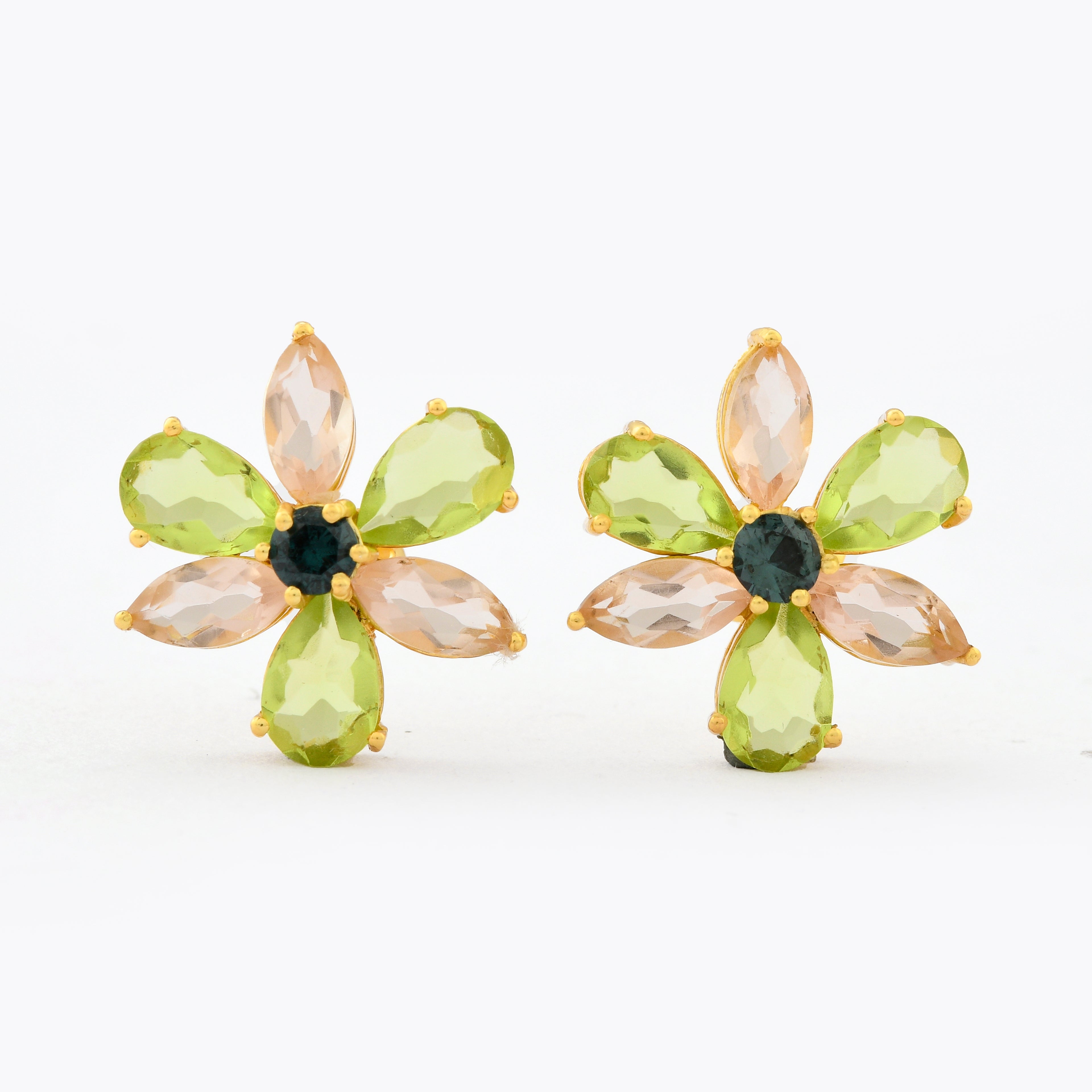 Dual Tone Flower Stud Earrings