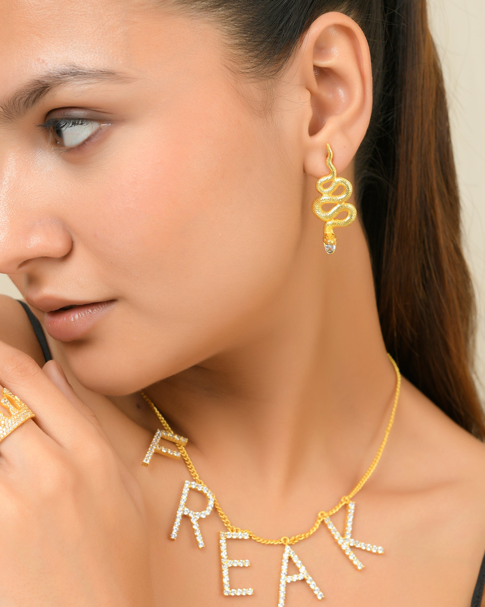 Serpent Drop Stud Earrings