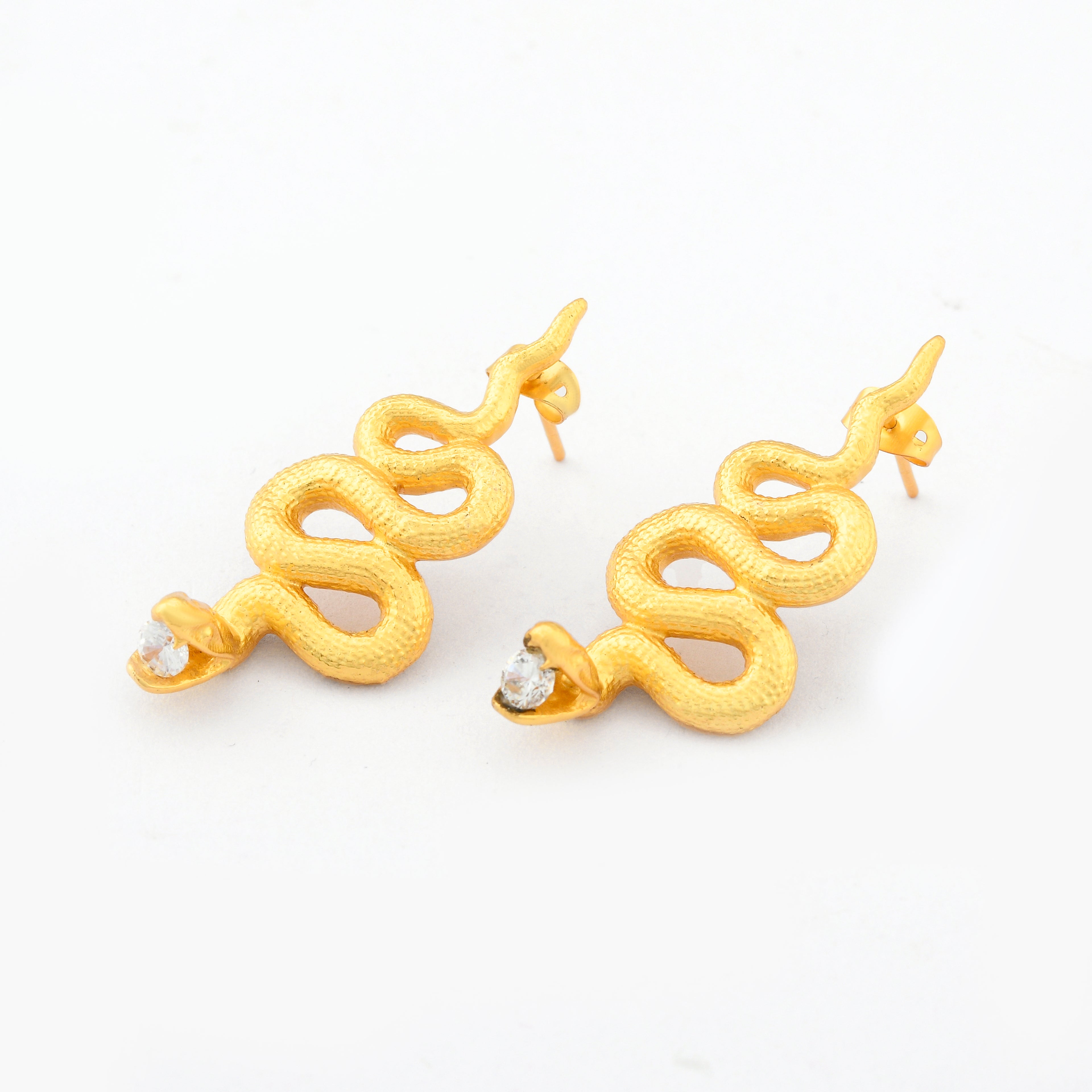 Serpent Drop Stud Earrings