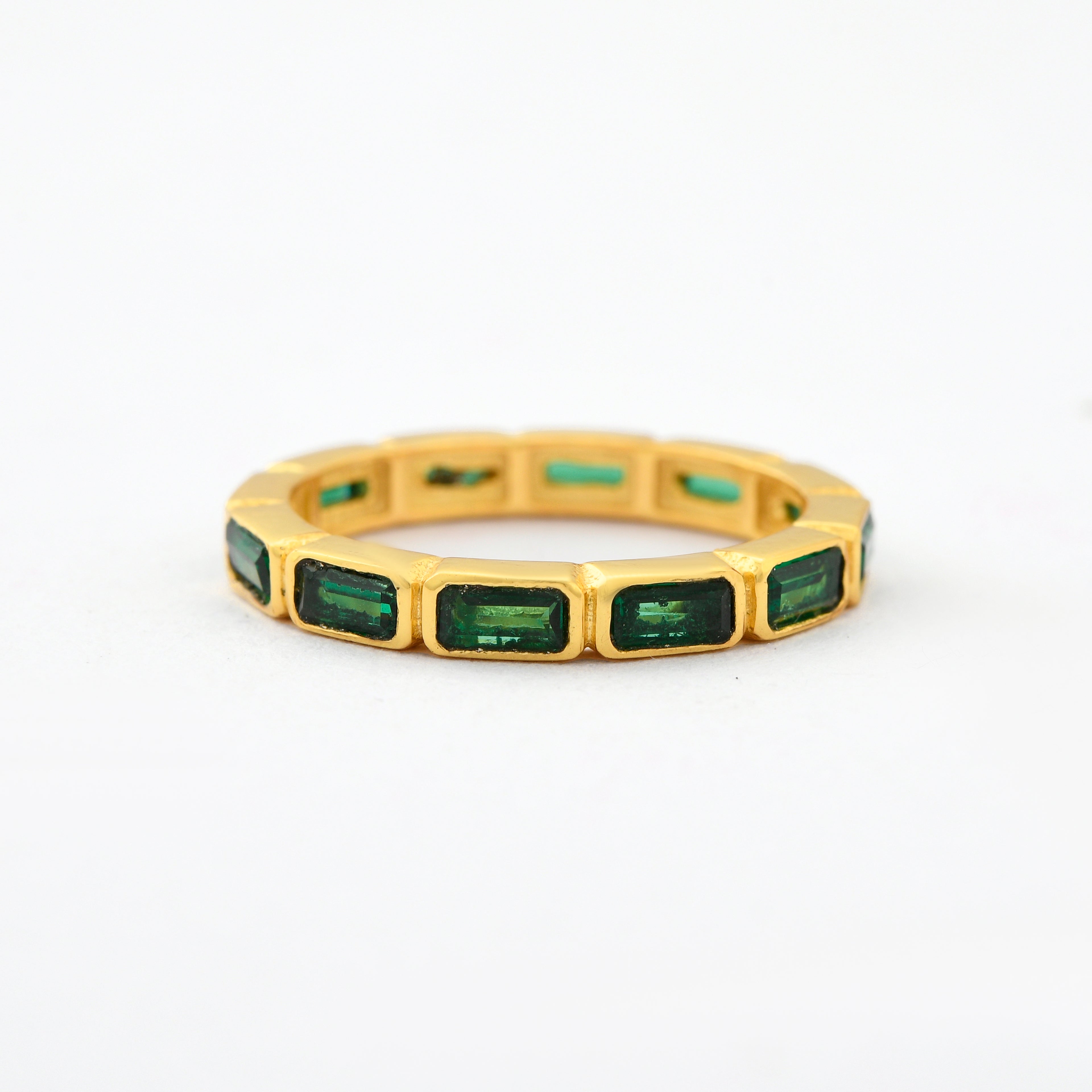 Baguette Emerald Zirconia Eternity Ring