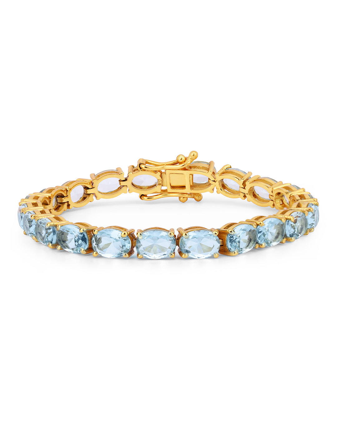 Aquamarine Oval Zirconia Tennis Bracelet