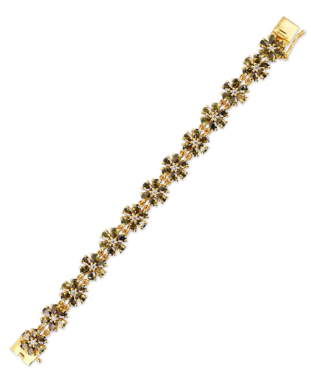 Floral Demantoid Garnet Zirconia Bracelet