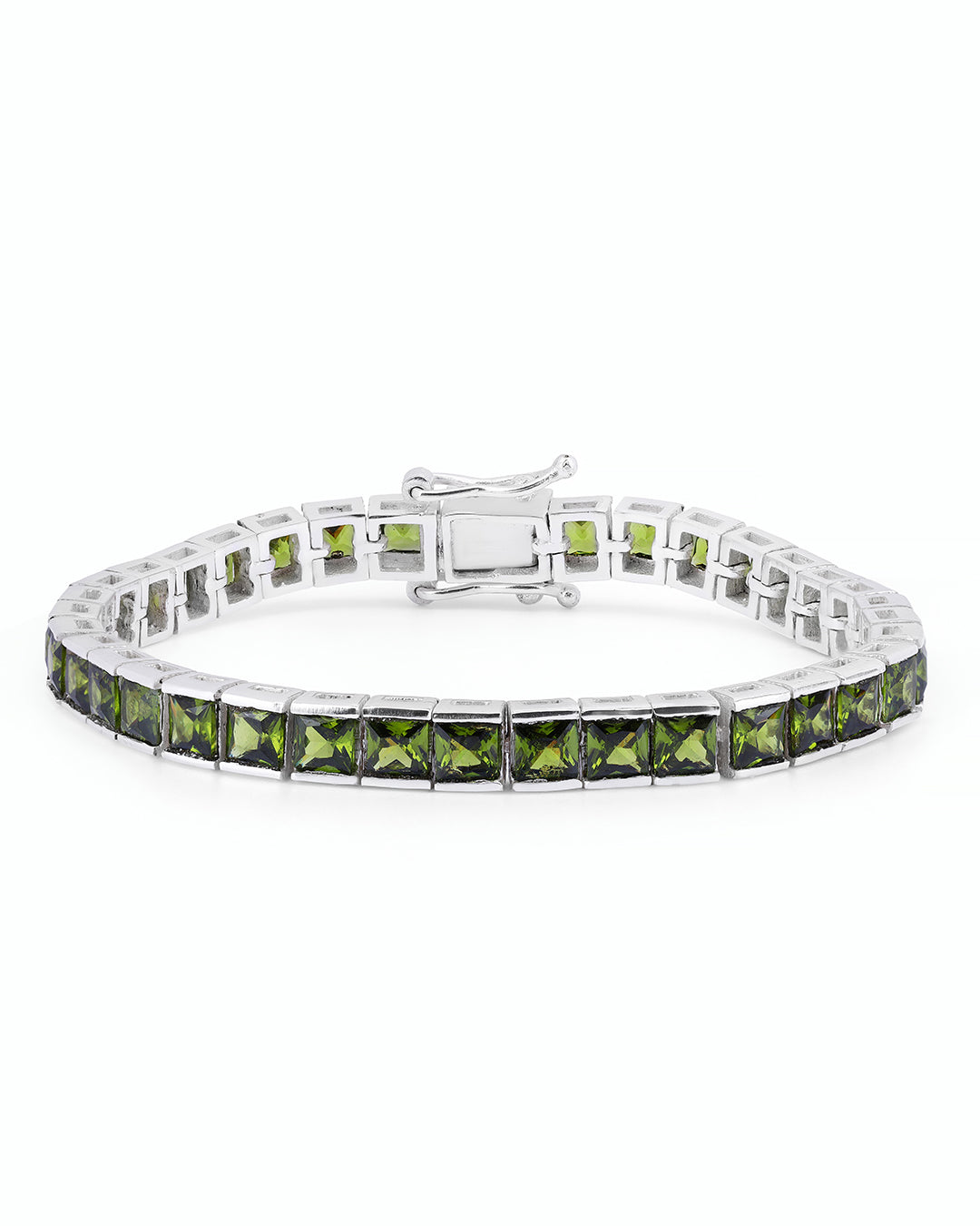 Channel Set Peridot Zirconia Tennis Bracelet