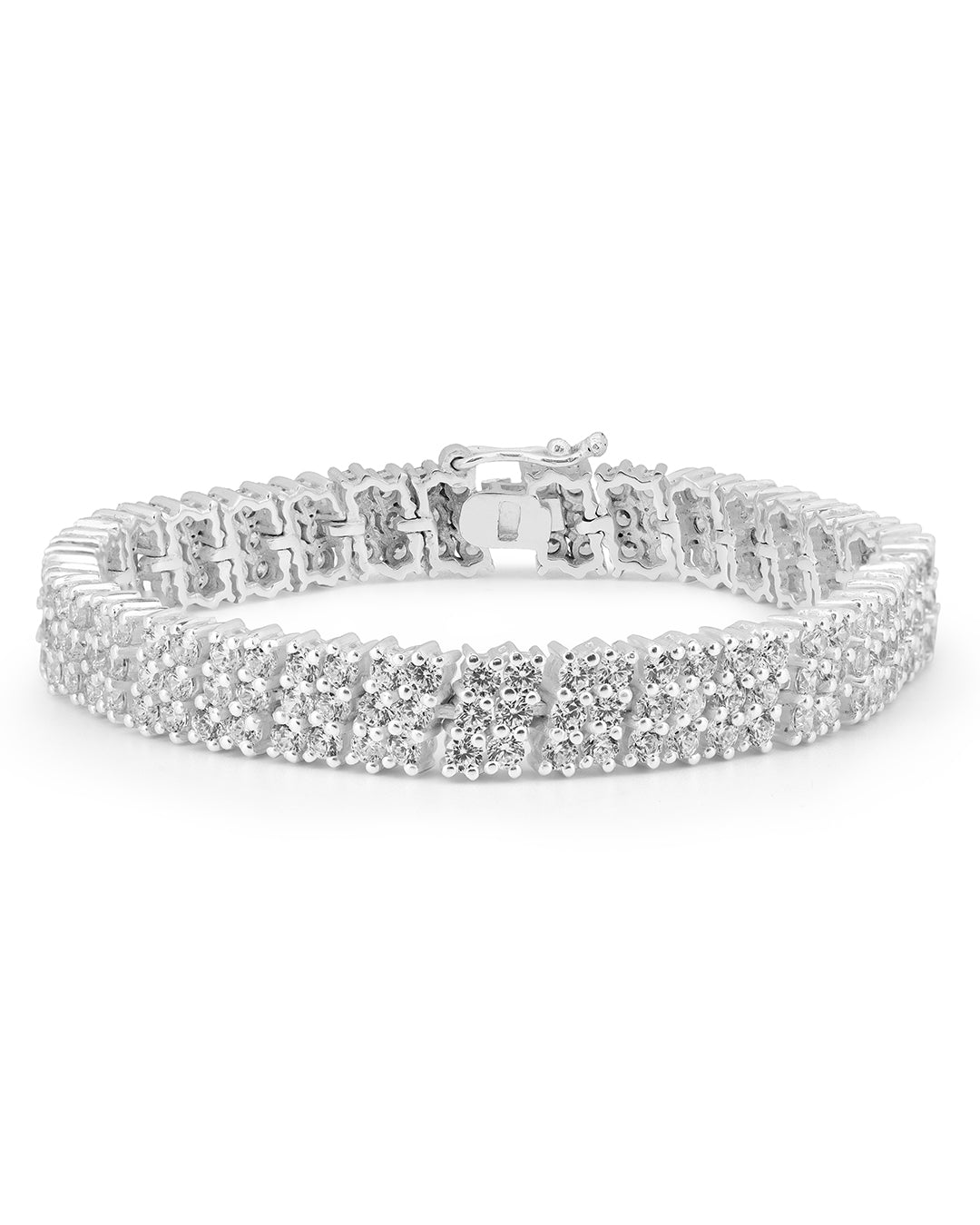 Three Lane Minimal White Zirconia Bracelet