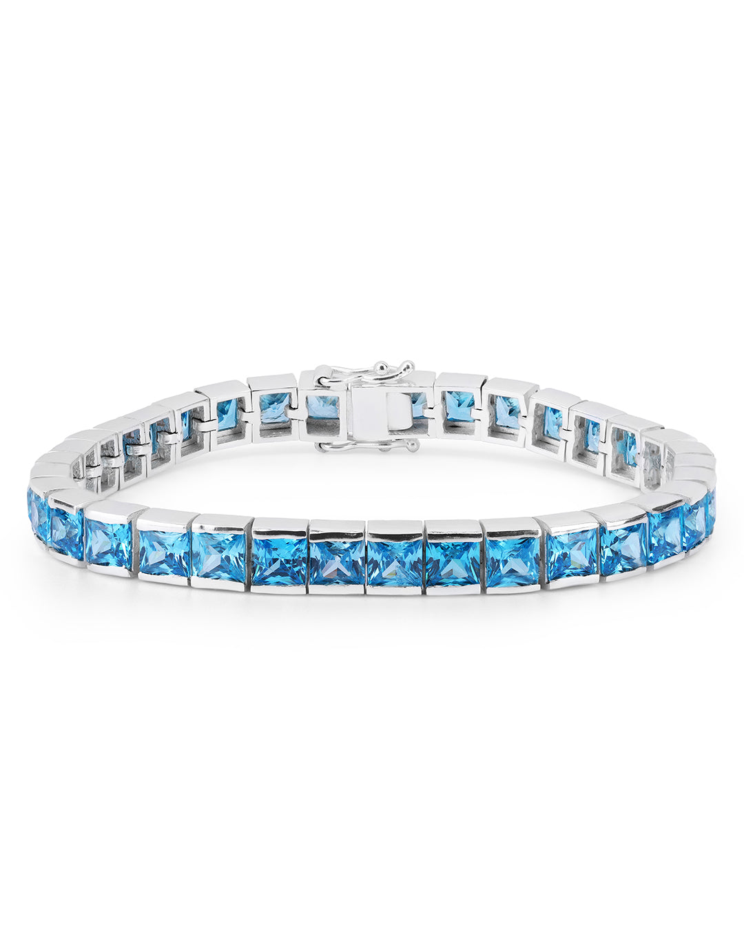 Princess Blue Channel Set Zirconia Tennis Bracelet