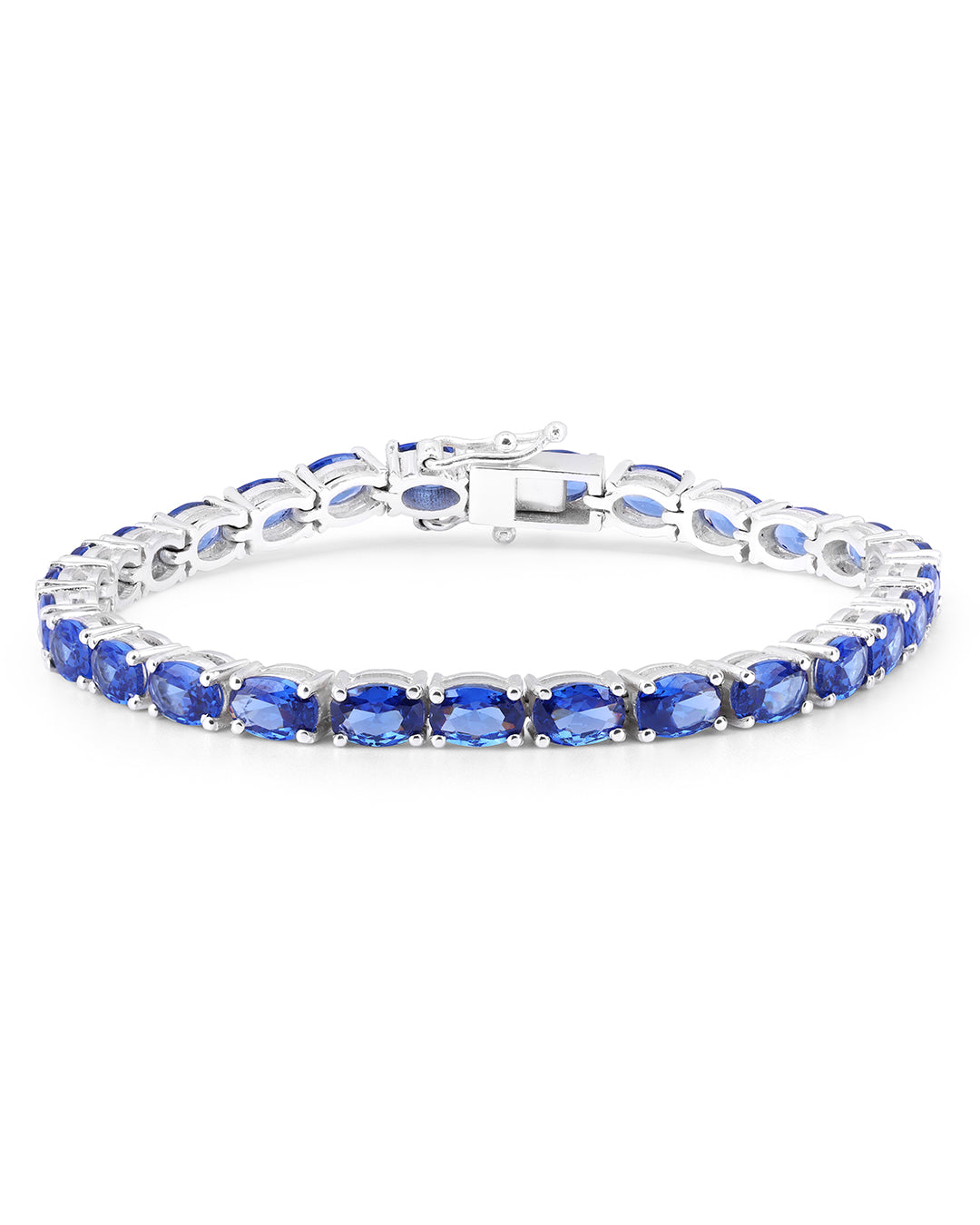 Blue Sapphire Oval Zirconia Tennis Bracelet
