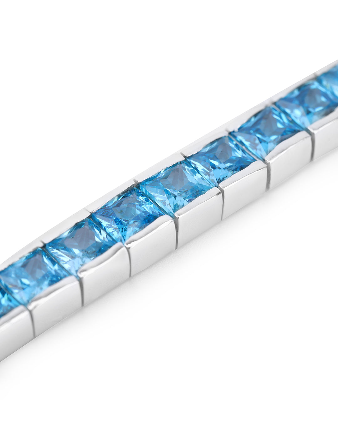 Princess Blue Bezel Set Zirconia Tennis Bracelet