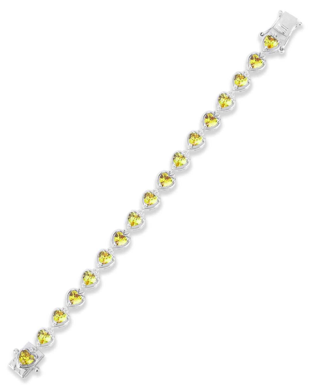 Citrine Heart Shaped Zirconia Bracelet with White Accents