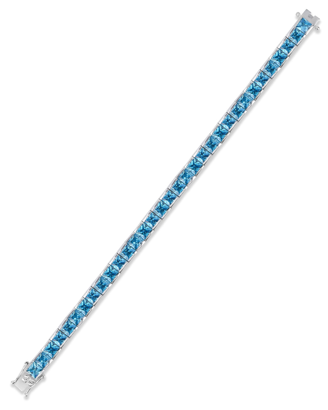 Princess Blue Bezel Set Zirconia Tennis Bracelet
