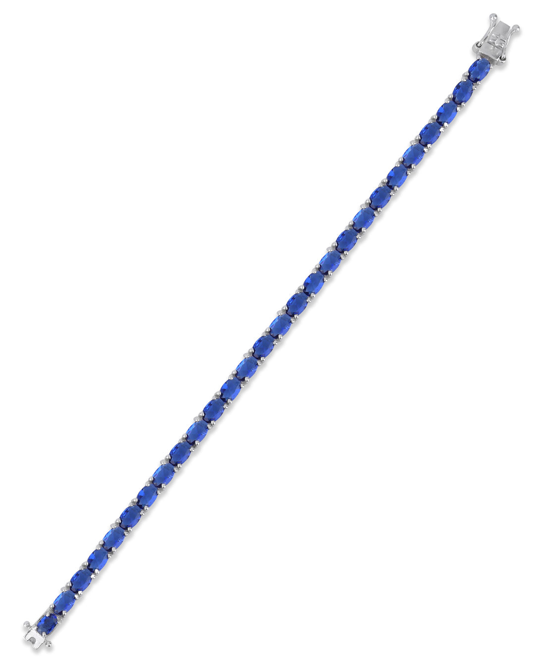 Blue Sapphire Oval Zirconia Tennis Bracelet