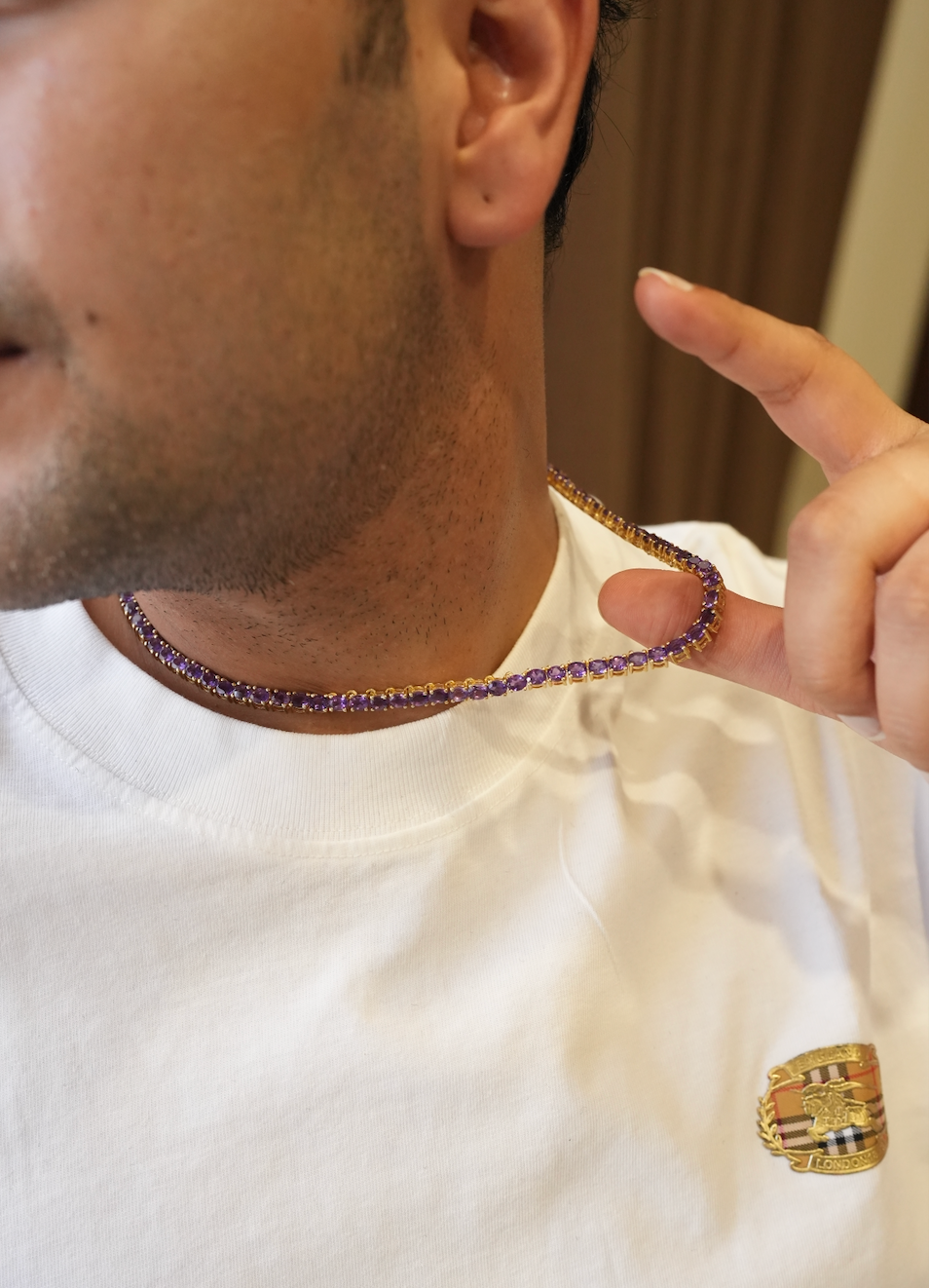 Amethyst Bold Single Line Necklace