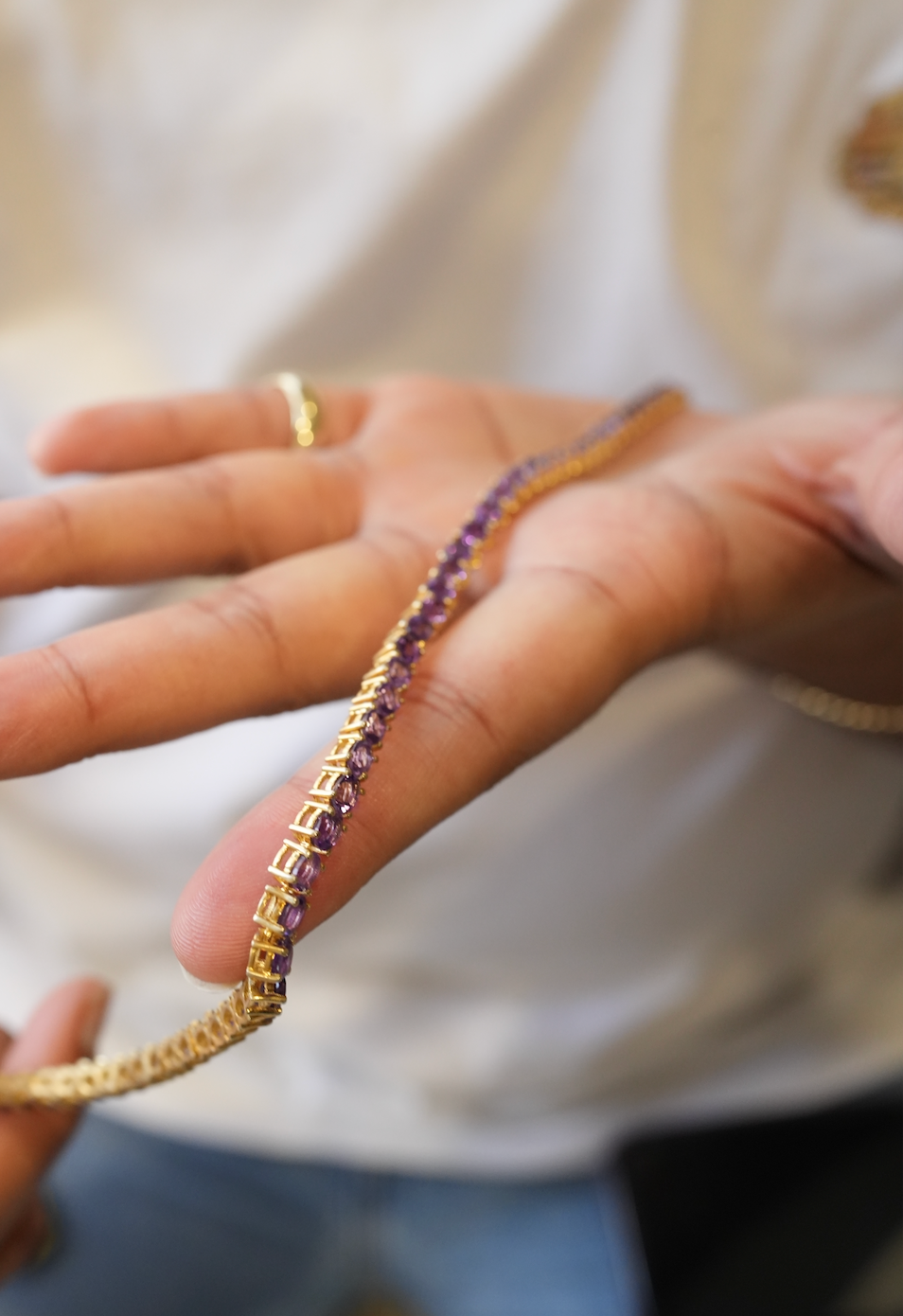 Amethyst Bold Single Line Necklace